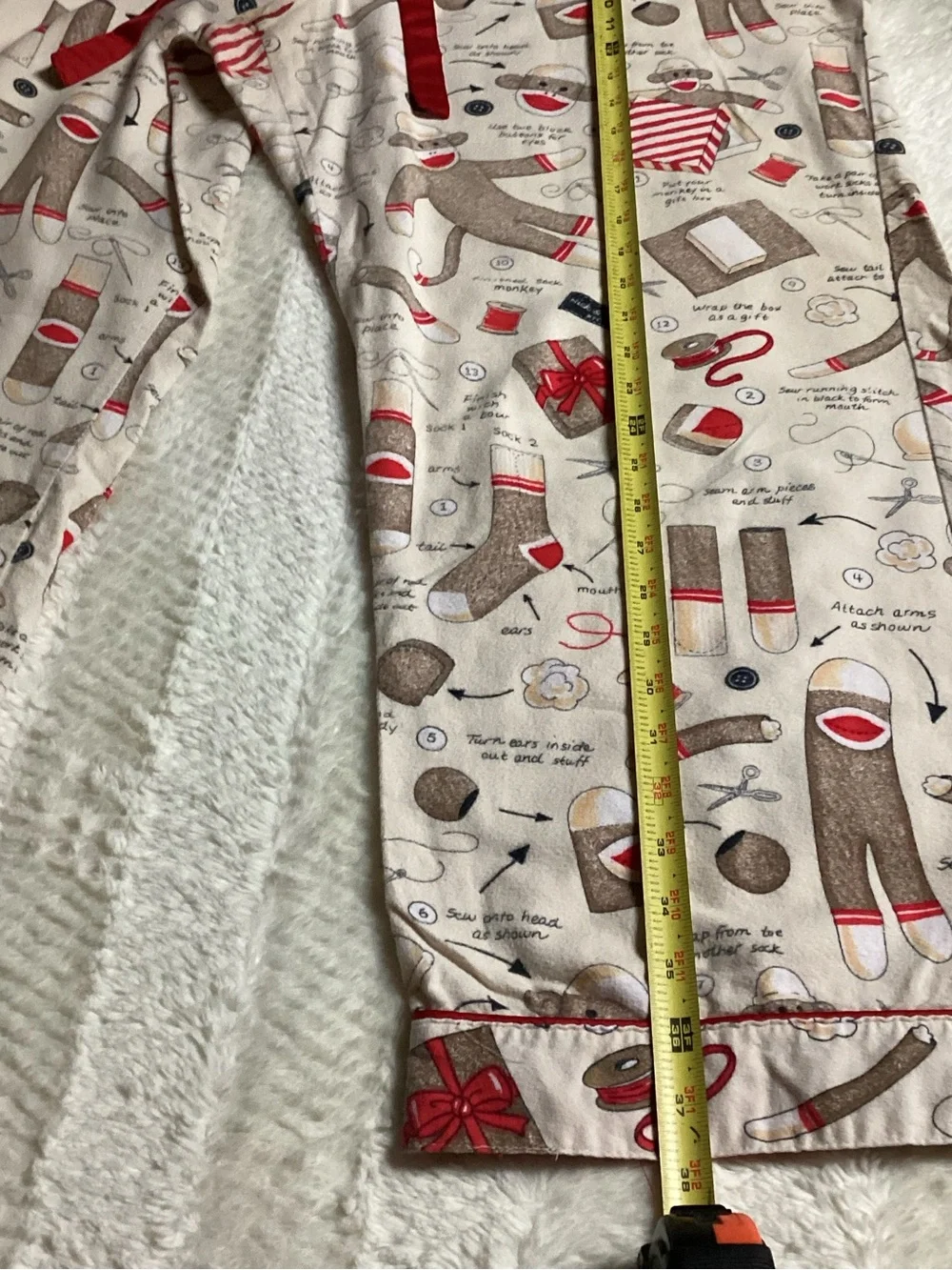 NICK & NORA HOW TO SEW A SOCK Monkey Flannel Pajama Set Sz XXL Matching Pj Set